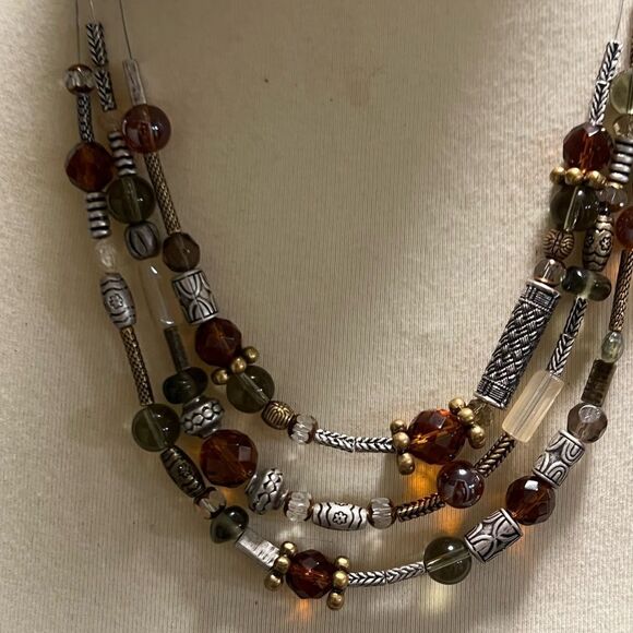 Premier Designs Brown and Silver Multi-Strand Necklace #PDNK2 - Picture 3 of 8